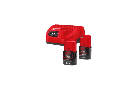 Набір акумулятор + зарядний пристрій Milwaukee Li-Ion M12 NRG-302 B3 2шт + ЗП С12С (4933451902)