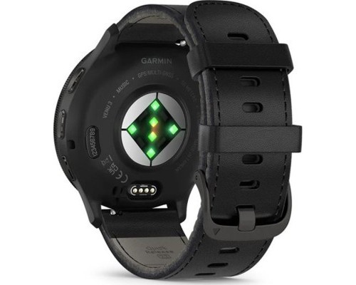 Смарт-годинник Garmin Venu 3, Black + Slate, Leather, GPS (010-02784-52)