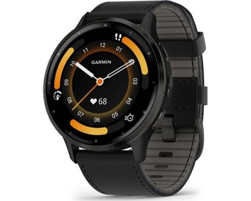 Смарт-годинник Garmin Venu 3, Black + Slate, Leather, GPS (010-02784-52)