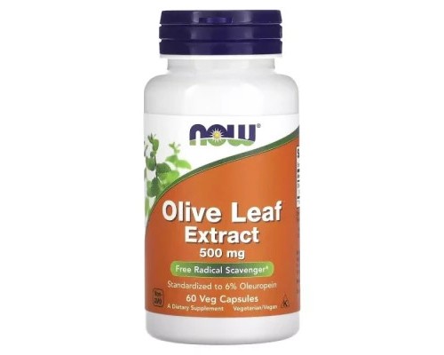 Трави Now Foods Екстракт листя оливкового дерева, 500 мкг, Olive Leaf Extract, (NOW-04723)
