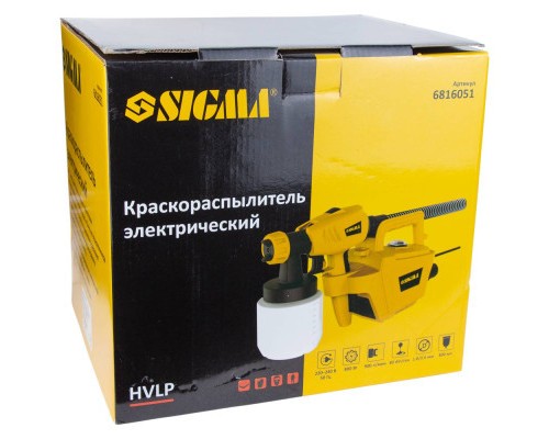Фарбопульт Sigma електричний HVLP 800Вт 1.8/2.6мм 900мл/хв, нижній бак, 800мл (6816051)