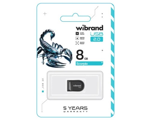 USB флеш накопичувач Wibrand 8GB Scorpio Black USB 2.0 (WI2.0/SC8M3B) 