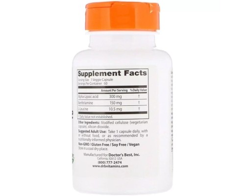 Антиоксидант Doctor's Best Бенфотіамін 150 + альфа-ліпоєва кислота 300, Benfotiamine 150 + Alph (DRB-00251) Антиоксидант Doctor's Best Бенфотіамін 150 + альфа-ліпоєва кислота 300, Benfotiamine 150 + Alph (DRB-00251)