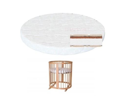 Матрац для дитячого ліжечка Ingvart Smart Bed Round кокос+поролон, 72х72 см (7216)