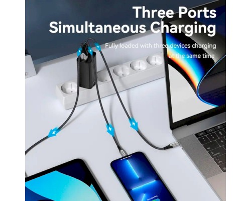 Зарядний пристрій Vention 3xUSB 65W (2xUSB-C+USB-A) PD3.0+QC4.0 black (FEDB0-EU)