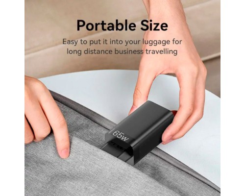 Зарядний пристрій Vention 3xUSB 65W (2xUSB-C+USB-A) PD3.0+QC4.0 black (FEDB0-EU)