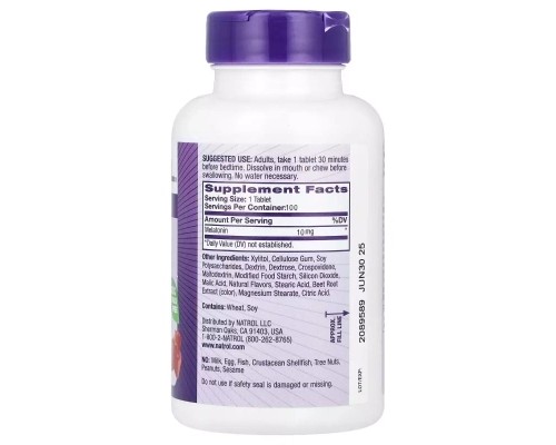 Амінокислота Natrol Мелатонін швидкорозчинний, 10 мг, смак полуниці, Melatonin (NTL-07150)