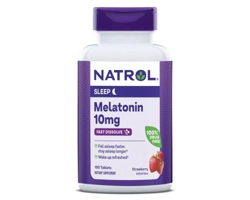 Амінокислота Natrol Мелатонін швидкорозчинний, 10 мг, смак полуниці, Melatonin (NTL-07150)
