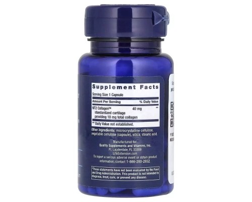Вітамінно-мінеральний комплекс Life Extension Колаген неденатурованого II типу, 40 мг, NT2 Collagen, 60 ми (LEX-22316)