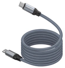 Дата кабель USB-C to USB-C springy.grey Promate (springy.grey)