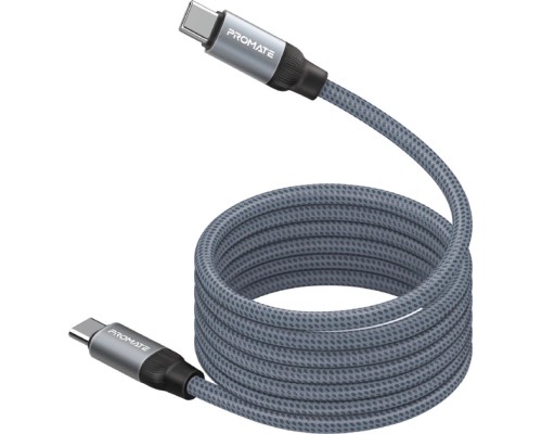 Дата кабель USB-C to USB-C springy.grey Promate (springy.grey)