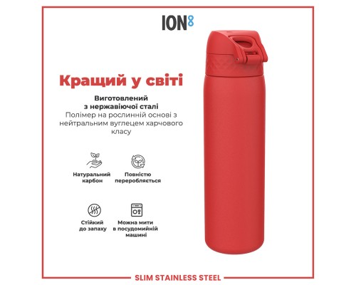 Пляшка для води ION8 OneTouch Stainless Steel 600 мл Red (I8SS600RED)