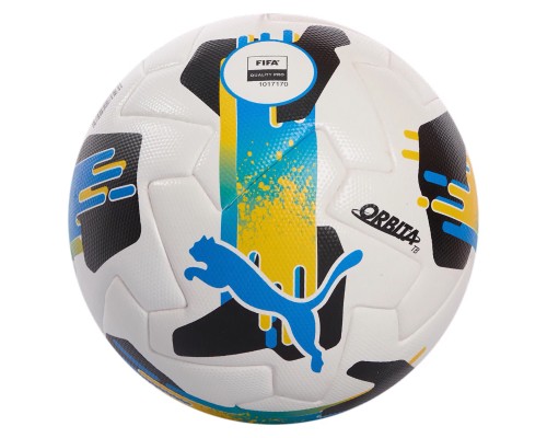 М'яч футбольний Puma Orbita UPL (FIFA Quality Pro) 084592-01 білий, чорний, блакитний 5 (4067982252984)