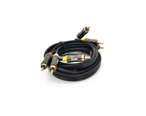 Кабель мультимедійний 3xRCA M to 3xRCA M 1.5m black VEGGIEG (YT-AV301)