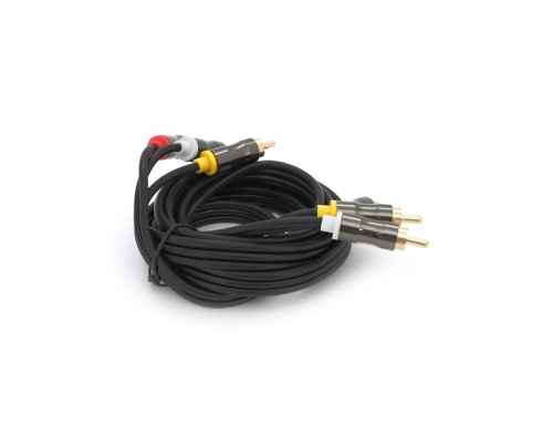 Кабель мультимедійний 3xRCA M to 3xRCA M 1.5m black VEGGIEG (YT-AV301)