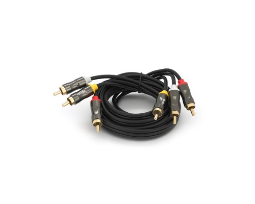 Кабель мультимедійний 3xRCA M to 3xRCA M 1.5m black VEGGIEG (YT-AV301)
