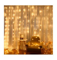 Гірлянда Voltronic Штора 120 LED Водопад Yellow, 3*1 м, 8 режимів, 220V, прозора (GAR120LED-Yellow)