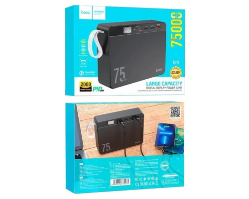 Батарея універсальна HOCO 75000 mAh Overlord PD/20W, QC/3.0/22.5W, Black (J94 / 714739)