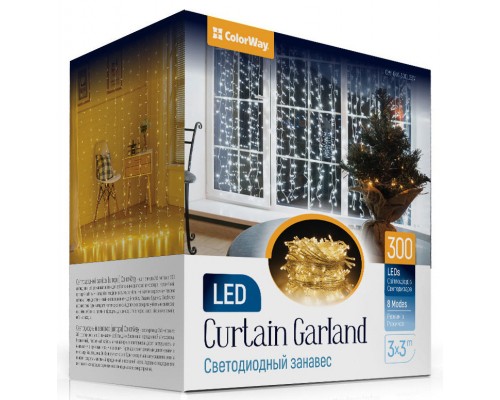 Гірлянда ColorWay світлодіодна завіса 300 LED 3x3 м 220 В (CW-GW-300L33V)