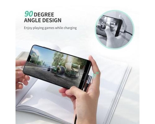 Дата кабель USB 2.0 AM to Type-C 1.0m US284 Angled Alum. Braid Black Ugreen (50941)