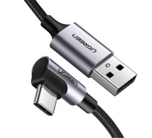Дата кабель USB 2.0 AM to Type-C 1.0m US284 Angled Alum. Braid Black Ugreen (50941)