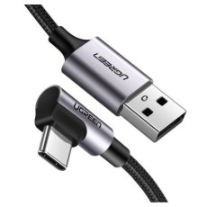 Дата кабель USB 2.0 AM to Type-C 1.0m US284 Angled Alum. Braid Black Ugreen (50941)