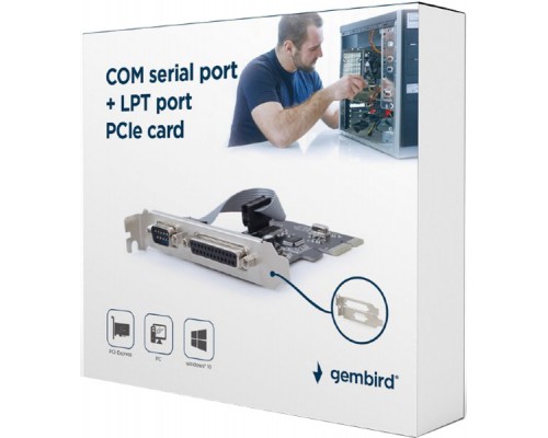 Контролер Gembird PCIe for COM and LPT low profile (PEX-COMLPT-01)