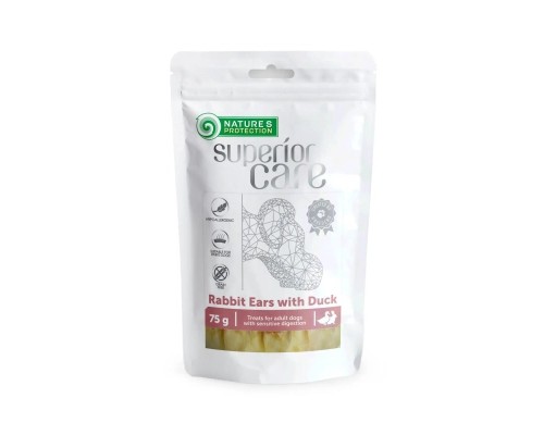 Ласощі для собак Nature's Protection Superior Care Rabbit Ears With Duck 75 г (SNK46119)