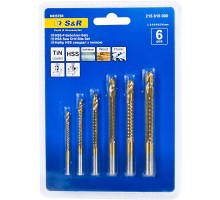 Набір свердл S&R Meister свердел-фрез 6 шт.:3, 4, 5, 6, 6.5, 8 мм дер./мет./пластик (216816000)