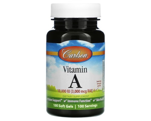 Вітамін Carlson Вітамін А, 10000 МО, Vitamin A, 100 желатинових капсул (CL1111)