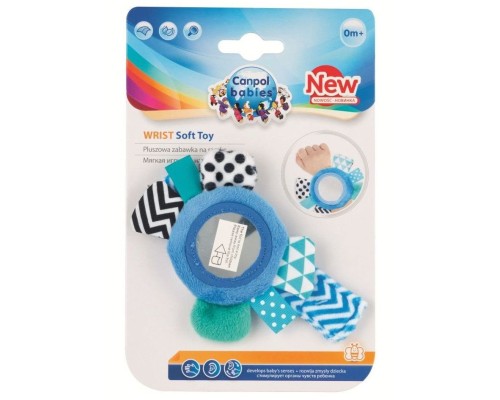 Брязкальце Canpol плюшева на руку з дзеркалом 0 Zig Zag синій (68/056_blu)