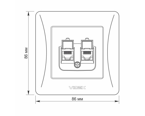 Комп'ютерна розетка Videx BINERA CAT6 + CAT6 подвійна сереб (VF-BNSK2PC6-SS)