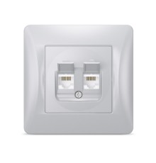 Комп'ютерна розетка Videx BINERA CAT6 + CAT6 подвійна сереб (VF-BNSK2PC6-SS)