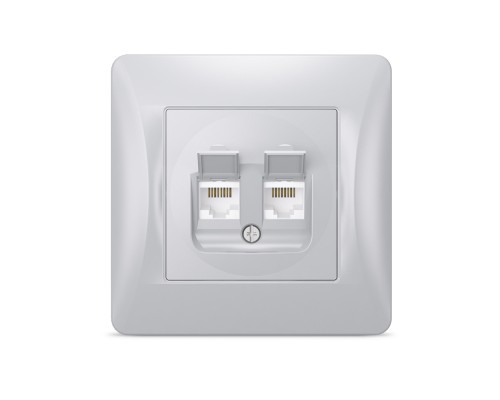Комп'ютерна розетка Videx BINERA CAT6 + CAT6 подвійна сереб (VF-BNSK2PC6-SS)