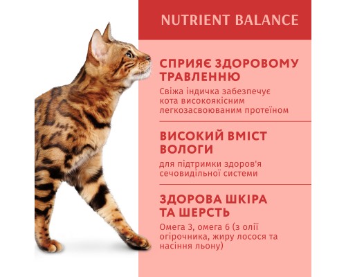 Вологий корм для кішок Optimeal з індичкою в гарбузовому соусі 85 г (4820215365857)