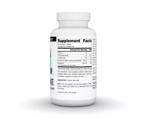 Мінерали Source Naturals Магній Бісгліцинат, Magnesium Bis-Glycinate, 120 таблеток (SNS-02132)