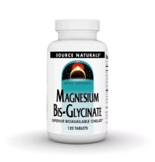 Мінерали Source Naturals Магній Бісгліцинат, Magnesium Bis-Glycinate, 120 таблеток (SNS-02132)