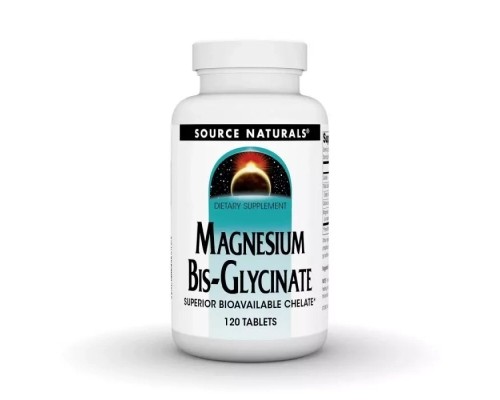 Мінерали Source Naturals Магній Бісгліцинат, Magnesium Bis-Glycinate, 120 таблеток (SNS-02132)