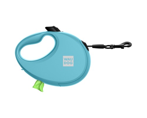Повідок для собак WAUDOG R-leash з контейнером для пакетів S до 12 кг 3 м блакитний (26272)