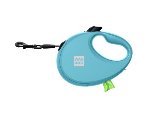 Повідок для собак WAUDOG R-leash з контейнером для пакетів S до 12 кг 3 м блакитний (26272)