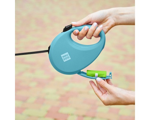 Повідок для собак WAUDOG R-leash з контейнером для пакетів S до 12 кг 3 м блакитний (26272)