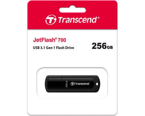 USB флеш накопичувач Transcend 256GB JetFlash 700 Black USB 3.1 (TS256GJF700) 