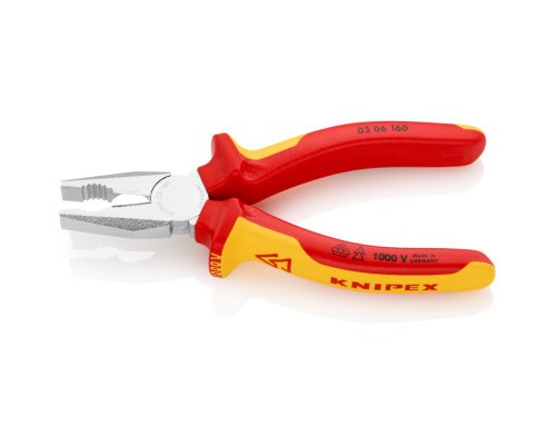 Плоскогубці KNIPEX комбіновані діелектричні VDE (03 06 160)