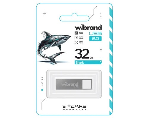 USB флеш накопичувач Wibrand 32GB Shark Silver USB 2.0 (WI2.0/SH32U4S) 