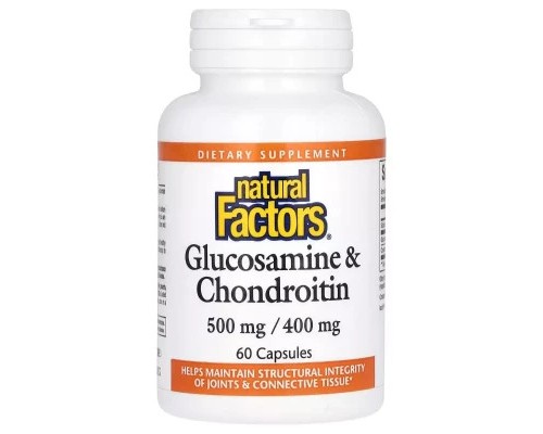 Вітамінно-мінеральний комплекс Natural Factors Глюкозамін та хондроїтин, Glucosamine & Chondroitin, 60 капсул (NFS-02686)