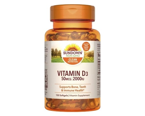 Вітамін Sundown Вітамін D3, 2000 МО, Vitamin D3, Sundown Naturals, 150 гелевих капсул (SDN17621)