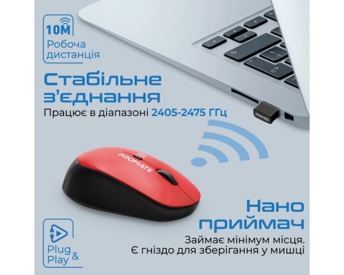 Мишка Promate Tracker Wireless Red (tracker.red)
