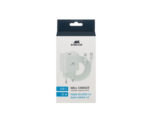 Зарядний пристрій RivaCase 1xUSB Type-C PD 20 Вт кабель Type-C white (PS4101 WD4 (White))