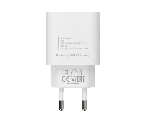 Зарядний пристрій RivaCase 1xUSB Type-C PD 20 Вт кабель Type-C white (PS4101 WD4 (White))