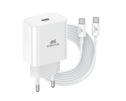 Зарядний пристрій RivaCase 1xUSB Type-C PD 20 Вт кабель Type-C white (PS4101 WD4 (White))